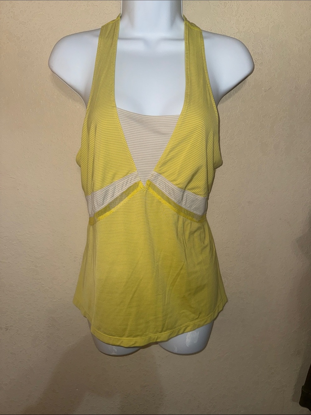 lululemon athletica Yellow Halter Tank with Cream Inset